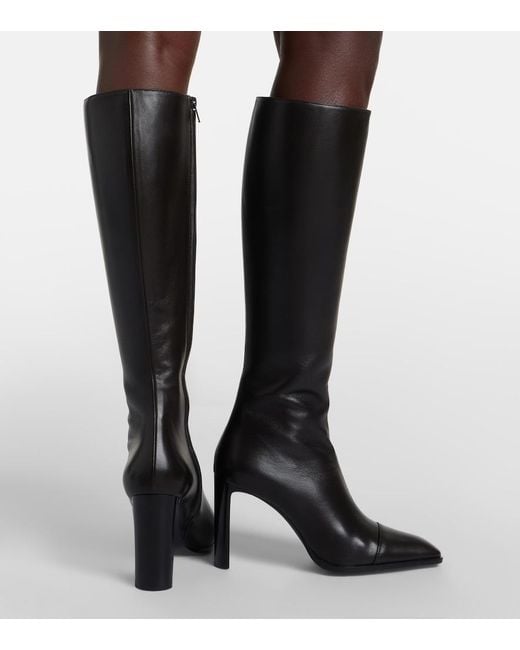 Saint Laurent Black Venetia Leather Knee-High Boots