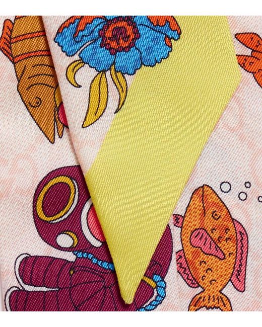Gucci White Printed Silk Twill Scarf