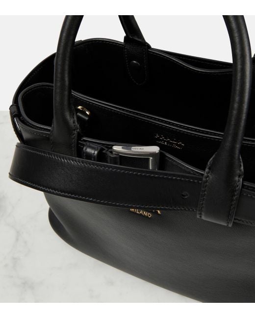 Prada Black Buckle Medium Leather Shoulder Bag