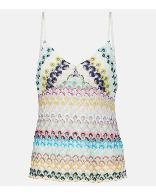 Missoni Blue Top Aus Haekelstrick