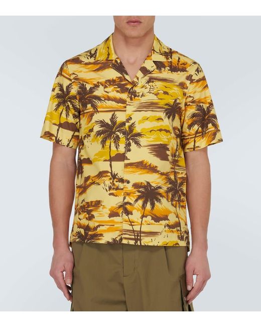Camisa de popelin de algodon estampada Moncler de hombre de color Yellow