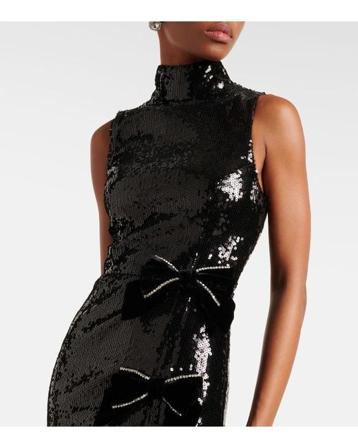 Rebecca Vallance Black X Nicky Hilton Lena Bow-Detail Sequined Gown
