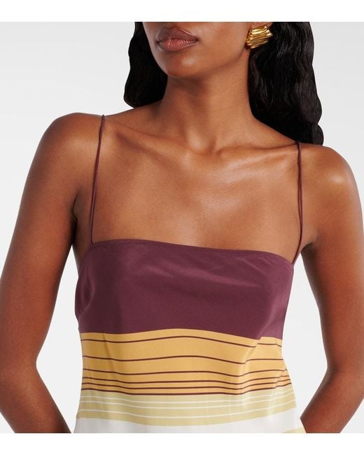 Sir White Fontana Striped Silk Crepe Slip Dress