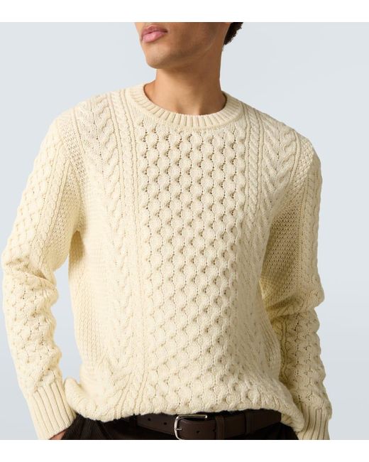 Sunspel Natural Cable-Knit Wool Sweater for men