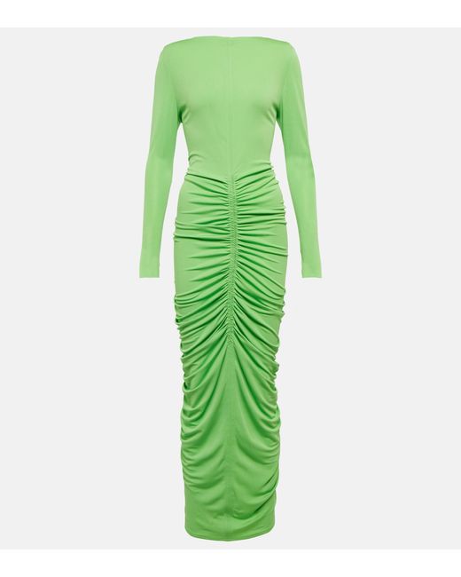 Givenchy Ruched Jersey Maxi Dress in Green | Lyst