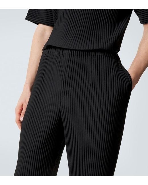Homme Plissé Issey Miyake Black Tuxedo Pleats Straight Pants for men