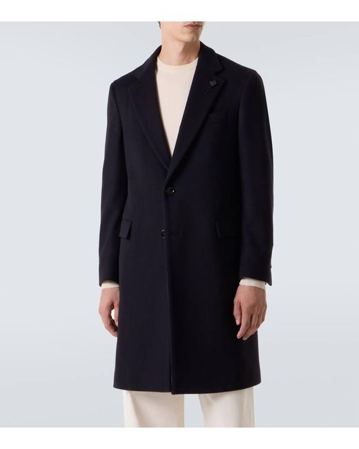 Lardini Black Virgin Wool Overcoat for men