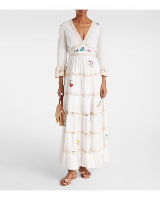 Rixo Natural Maxikleid Regine Aus Baumwolle