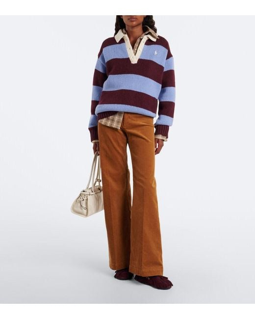 Polo Ralph Lauren Brown Cotton Corduroy Wide-Leg Pants