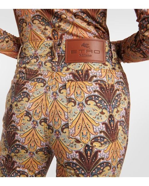Etro Natural Bedruckte High-Rise-Schlaghose