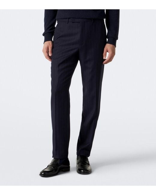 Zegna Blue Pinstripe Wool Suit for men
