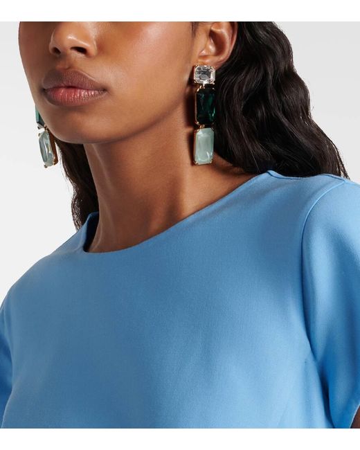 Oscar de la Renta Green Crystal-embellished Earrings