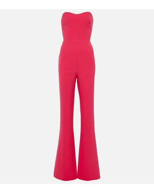 Safiyaa Red Immie Strapless Crepe Jumpsuit