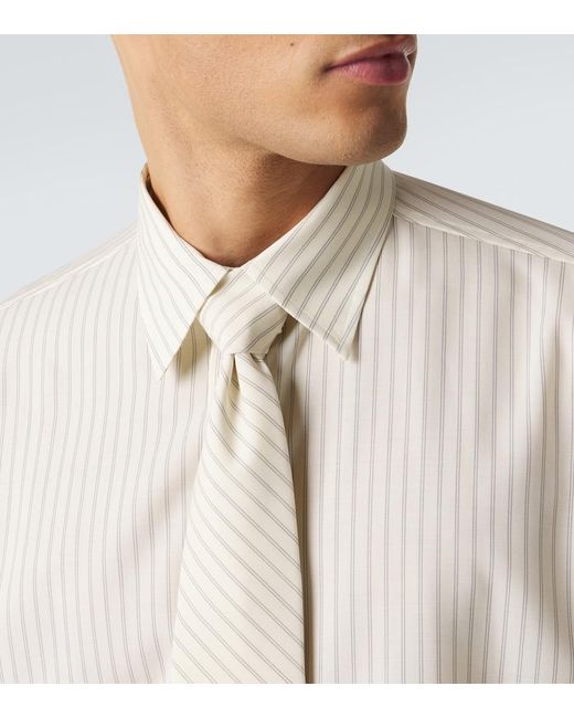 Auralee White Striped Wool Tie for men