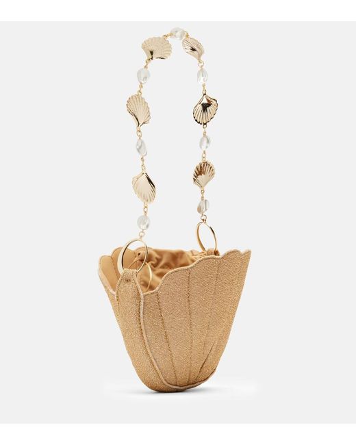 Oseree White Lumiere Small Embellished Clutch