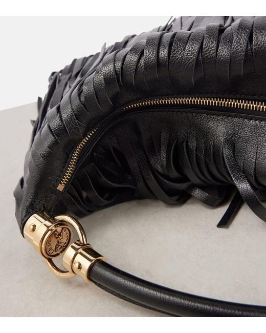 Chloé Black Foulard Fringed Leather Shoulder Bag