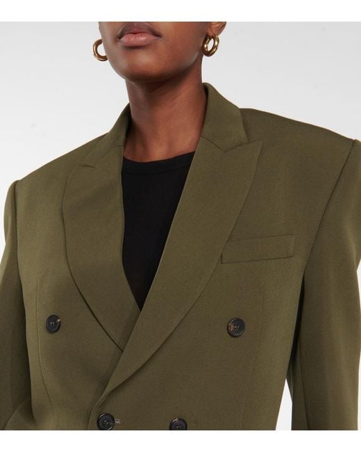 Wardrobe NYC Green Double-breasted Virgin Wool Blazer