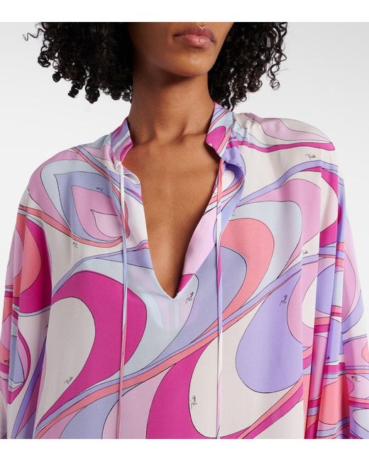 Emilio Pucci Pink Kaftan Iride Aus Crepe De Chine Aus Seide