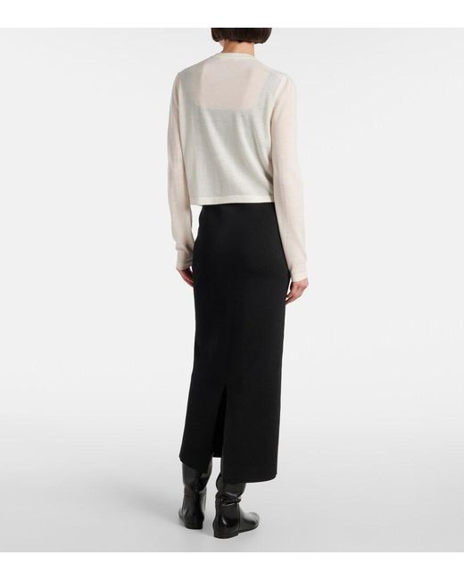 Khaite White Brieta Wool-Blend Cardigan