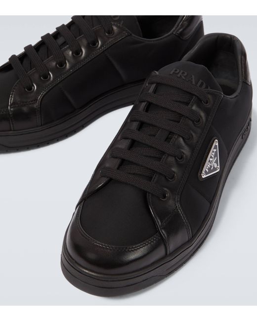 Prada Black Re-nylon And Leather Sneakers for men