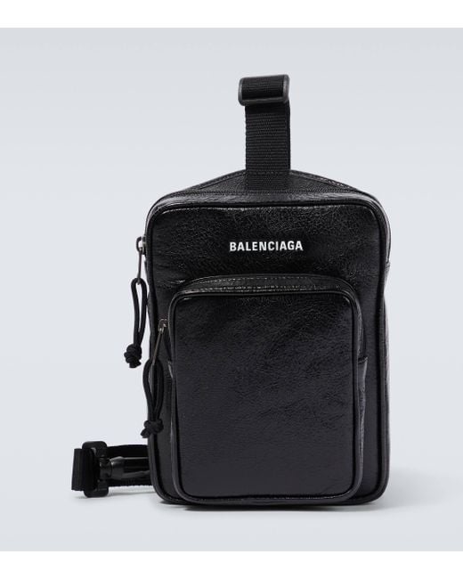 Balenciaga Black Explorer Logo Crossbody Bag for men