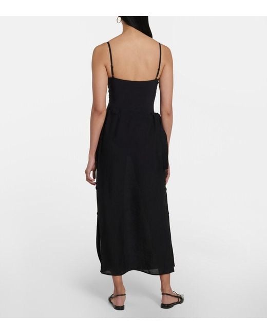 Totême Black Satin Maxi Skirt