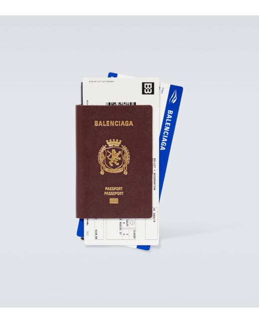 Etui pour passeport en cuir Balenciaga pour homme en coloris White