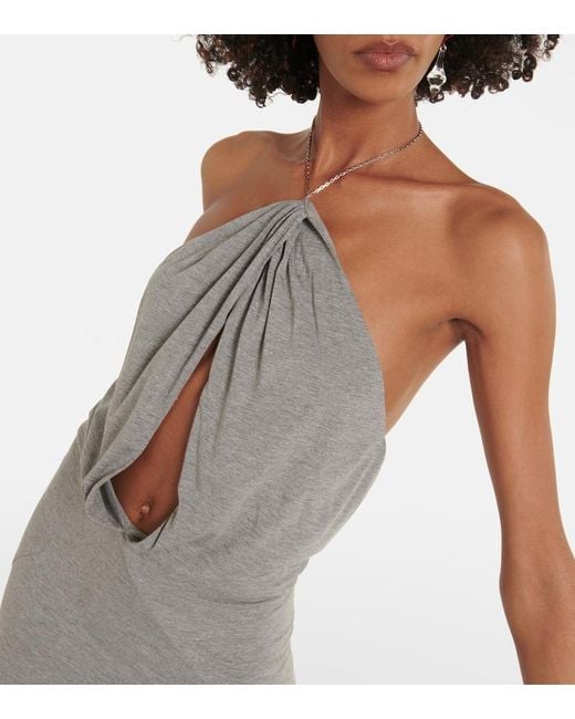 The Attico Gray Halterneck Maxi Dress