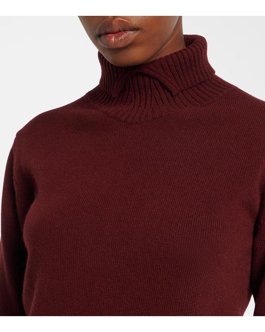 Jil Sander Red Wool Turtleneck Sweater