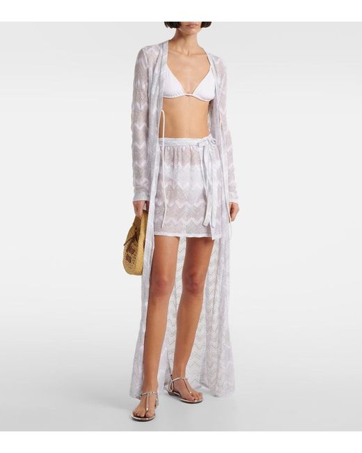 Missoni White Zigzag Lame Wrap Skirt