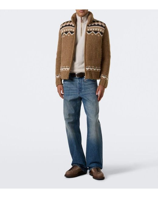 Moncler Brown Jacquard Wool-Blend Down Jacket for men