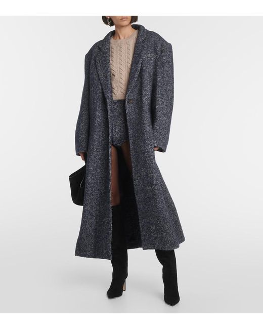 Christopher Esber Blue Herringbone Coat