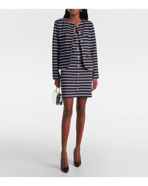 Veronica Beard Blue Kensington Striped Knitted Jacket