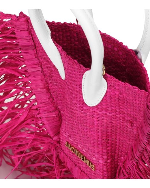Jacquemus Le Petit Baci Fringed Straw Bag in Pink Save 11 Lyst