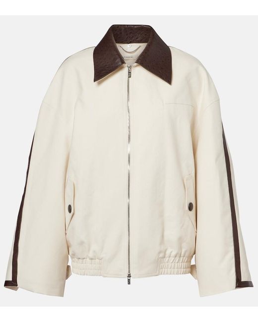 JACQUES WEI Natural Leather-Trimmed Cotton Jacket
