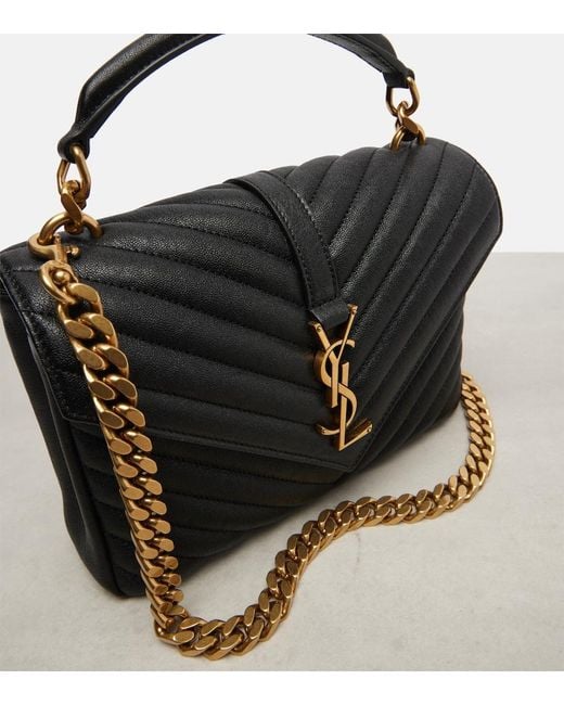 Saint Laurent Black Medium Collège Shoulder Bag