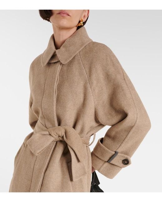 Brunello Cucinelli Natural Wool And Cashmere Overcoat
