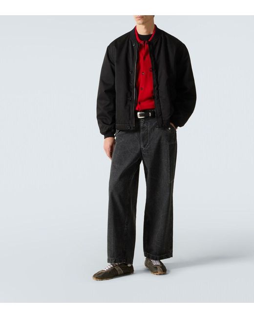 A.PRESSE Black Silk And Cotton Bomber Jacket for men