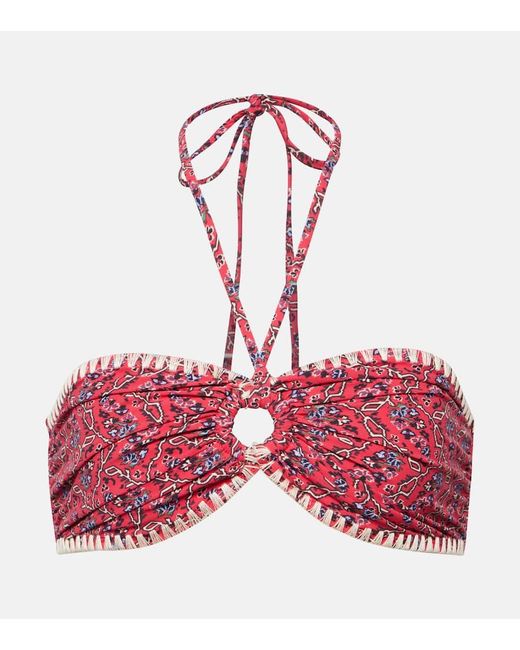 Isabel Marant Red Starnea Printed Bikini Top
