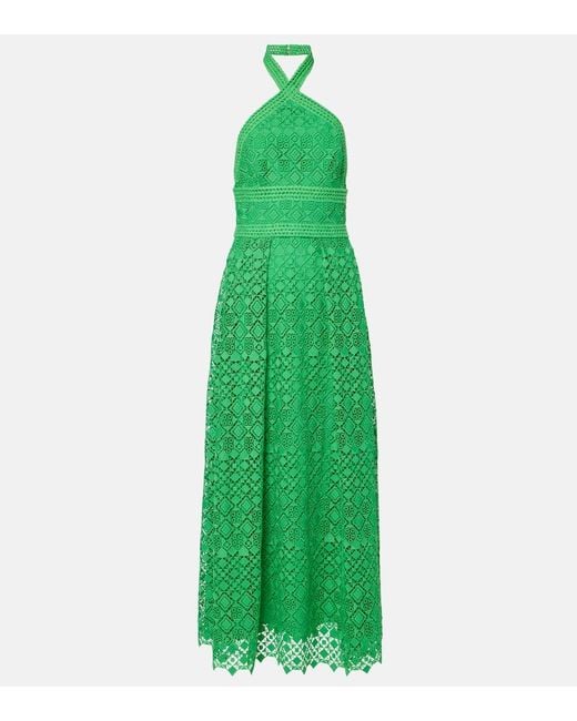 Elie Saab Green Halterneck Midi Dress