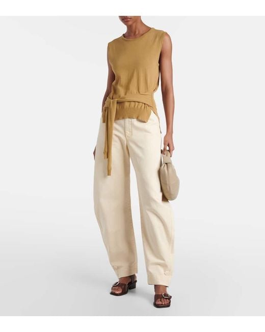 Top De Punto De Algodon Con Lazada Lemaire de color Yellow