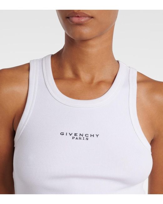 Givenchy White Logo Ribbed-Knit Cotton Jersey Tank Top