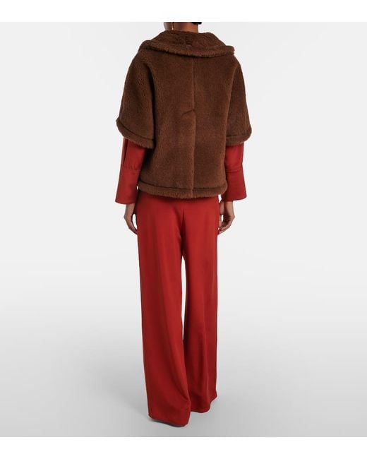 Max Mara Orange Palude Silk-Blend Crepe Wide-Leg Pants