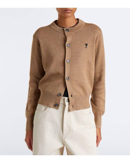 AMI Brown Ami De Cour Wool Cardigan