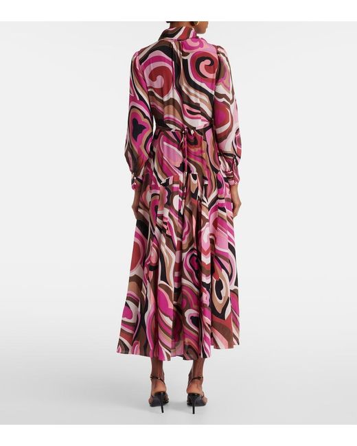 Rixo Red Marigold Silk Crepe De Chine Midi Dress