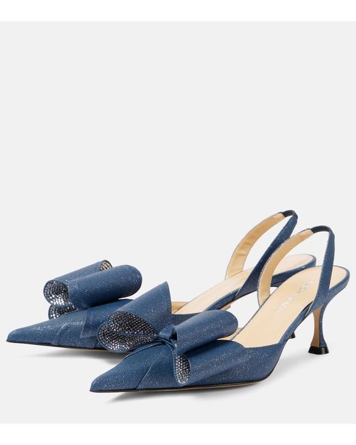 Mach & Mach Blue Le Cadeau 65 Denim Slingback Pumps