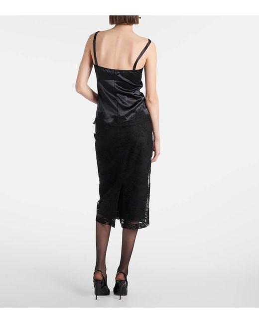 Top de lencería, de raso y encaje Dolce & Gabbana de color Black