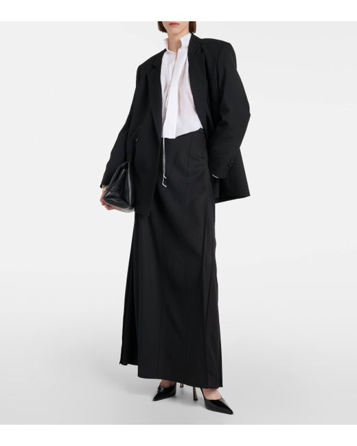 Jupe longue en laine melangee Victoria Beckham en coloris Black