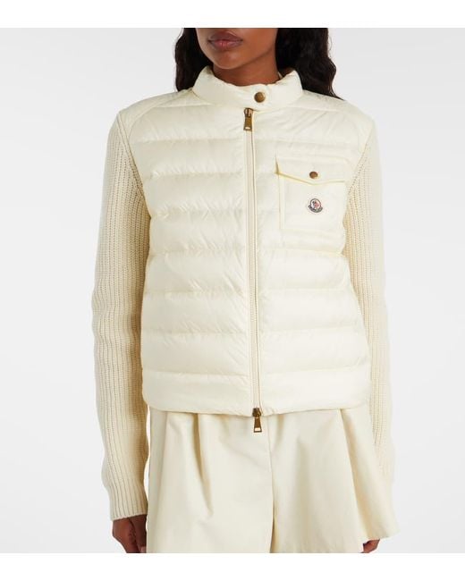 Moncler Natural Down-Paneled Wool And Cashmere Cardigan