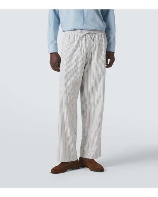 Umit Benan White Julian Striped Cotton Wide-Leg Pants for men